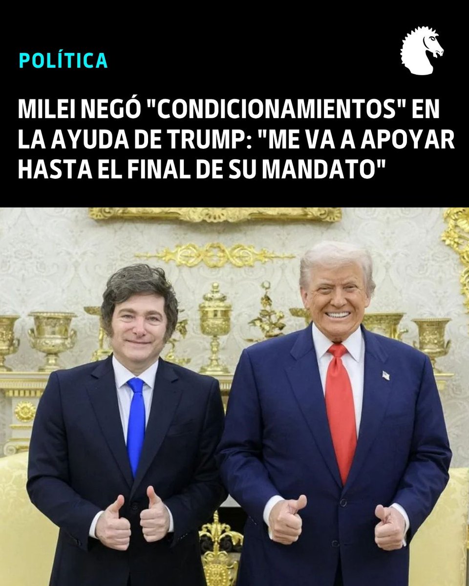 MundoPoder_'s tweet image. 🔵 El presidente Javier Milei desmintió interpretaciones de que el apoyo financiero de Estados Unidos esté condicionado al resultado de las elecciones legislativas del 26 de octubre, y afirmó que Donald Trump le aseguró respaldo hasta el final de su mandato, en lo que intentó ser…
