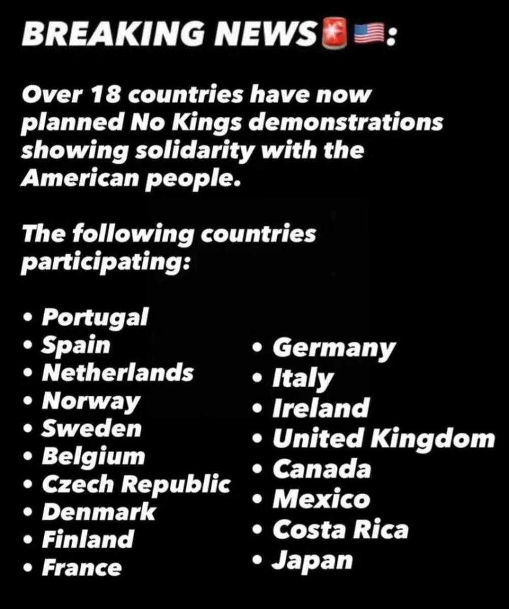 Apparently many countries are getting behind the "No Kings" resistance to current authoritarianism in USA. Not Australia though ...  *checks notes* ... oh. 

Awkward.