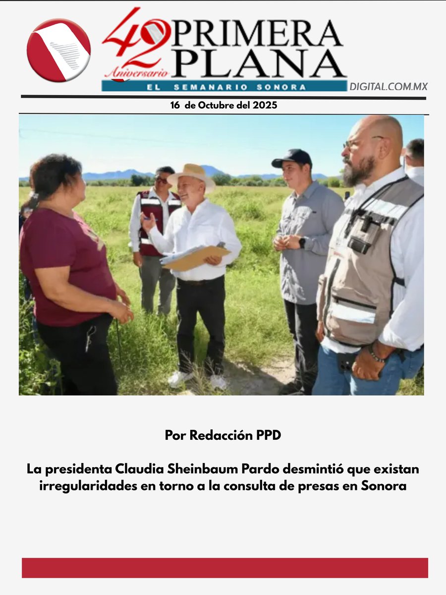 📰 Sheinbaum garantiza consulta transparente sobre presas en el #RíoSonora
@ClaudiaShein aclaró que la consulta se realizará sin condicionamientos políticos ni pagos a los pobladores.
#RíoSonora #ConsultaCiudadana 

➡️primeraplanadigital.com.mx/sheinbaum-gara…