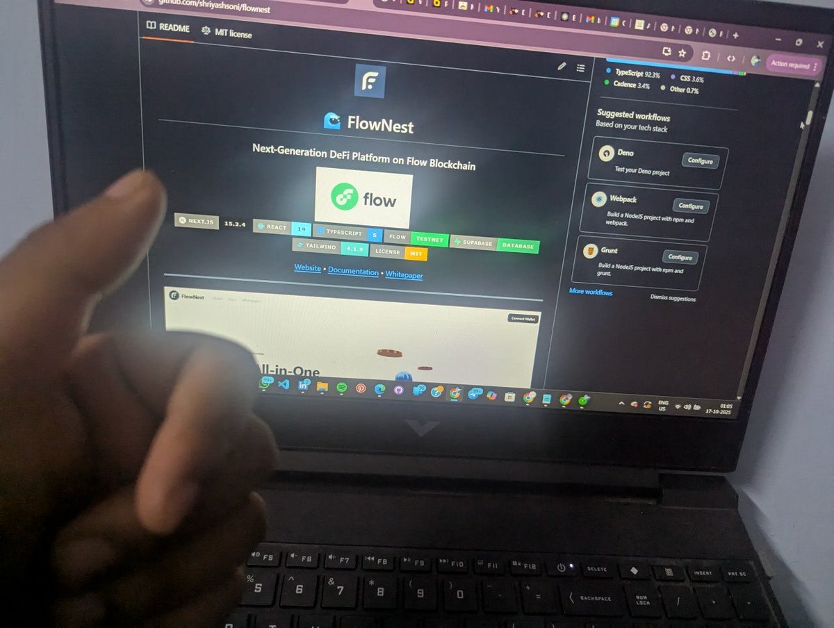 shriyash_soni's tweet image. 36 hours. Zero sleep. Infinite passion. 😭💻
Just submitted FlowNest — our DeFi + NFT platform built on Flow Blockchain 🌊
It’s not easy to build & secure grants in Web3, but totally worth it.
Builders — you must try Flow! 🚀
#FlowBlockchain #HackQuest #DeFi #Web3 #Hackathon
