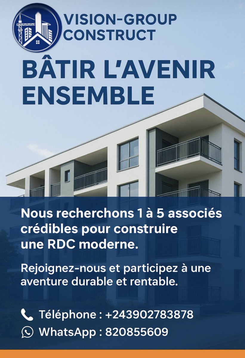 Nous venons de familles pauvres, mais avec la foi, le courage et nos diplômes.
Sans pères riches ni sœurs riches, nous, 10 jeunes ingénieurs, avons créé VISION-GROUP pour bâtir l’avenir du Congo 
Ns frappons aux portes des politiciens, entrepreneurs et bienfaiteurs : nous financ