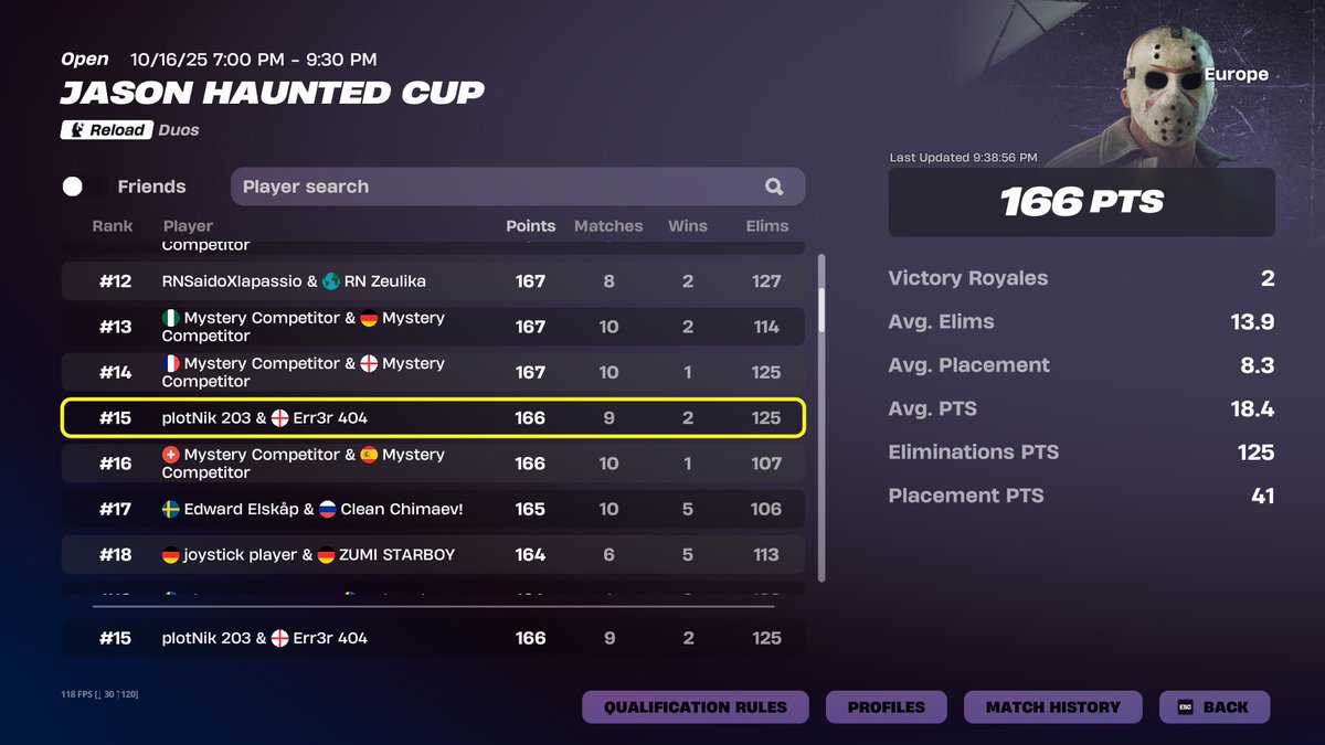 15th Jason Skin Cup EU 🇪🇺

free skin for the boys + 1h late start