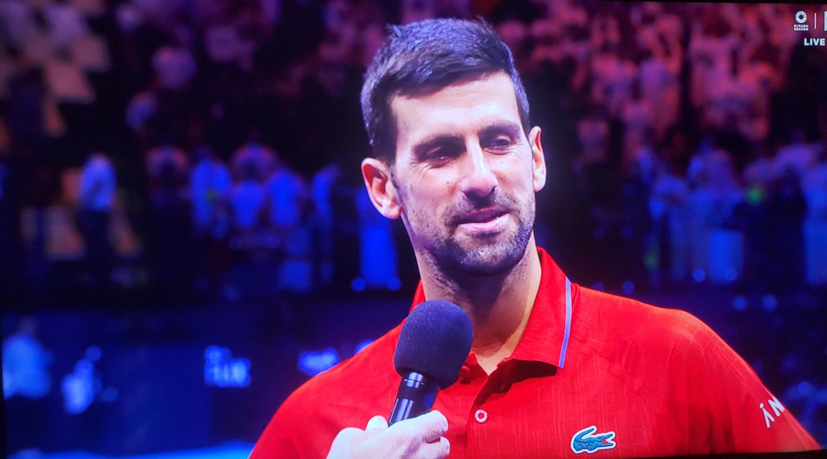 TheTennisLetter's tweet photo. Novak Djokovic after losing to Sinner at Six Kings Slam

“How do you cope with trying to keep Sinner and Alcaraz back? The pain every day.. the training.. Is it worth it?

Novak: “It’s always worth it. The love for the game and the passion for tennis is there. Excuse my language but it’s never nice when someone kicks your ass like this on the court. 😂But it definitely is amazing that I’m still able to play at a high level. Being top 5, top 10.. it’s a good feeling. I’m trying my best. I have the body that I have. I’m grateful for everything God has granted me in my life. It’s been an incredible journey. There is so much to celebrate. I would like if someone could trade a younger body with me. Just for a year so I can try to win against these guys. That would be nice 😂 jokes aside, I still have the drive. I know it’s becoming much more difficult for me to get a win against Jannik and Carlos. I’m gonna keep on challenging them until it happens.