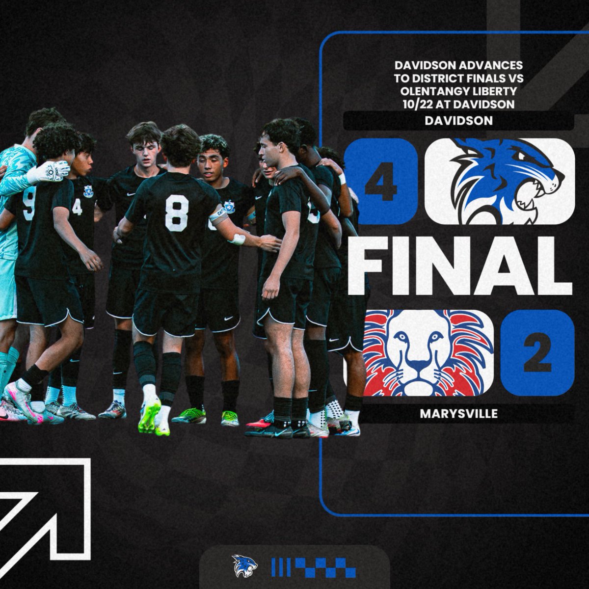 WILDCATS WIN!

DAVIDSON ADVANCES TO DISTRICT FINALS VS OLENTANGY LIBERTY 10/22

HOME GAME, COME SUPPORT!!

#GOWILDCATS