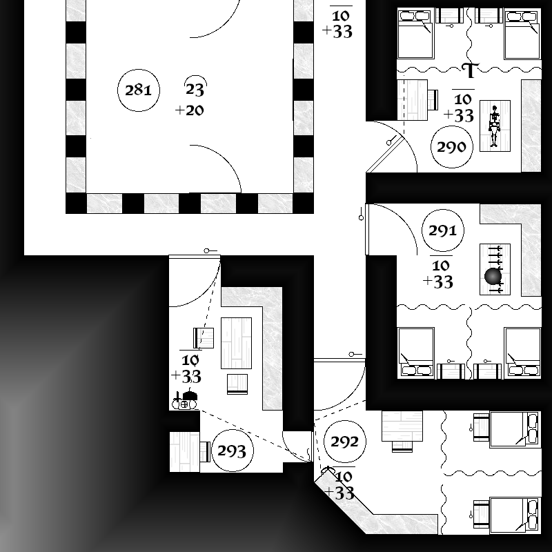 ZathrasAdventur's tweet photo. #dungeon25 #Day293 A cloaked figure in dented plate raises his sword from the corner of the room. Around him is a crowded room of chairs and a table in front of a large bench covering two walls. In an alcove behind the figure, a chest sits on top of a desk.https://t.co/LpstLXVYKl https://t.co/fjQU8NbbK6