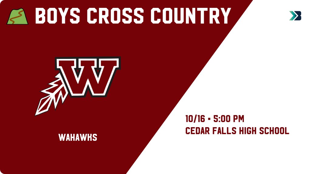 Boys Cross Country (Varsity) Meet Day! - Check out the event preview for the Waterloo West Wahawks. It starts at 5:00 PM and is at Cedar Falls High School . gobound.com/ia/ihsaa/boysc…