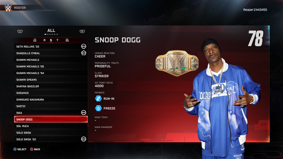 Some in game shots of <a href="/SnoopDogg/">Snoop Dogg</a>     also included a render and The Pimps Elbow. #wwe2k25 @wwegames