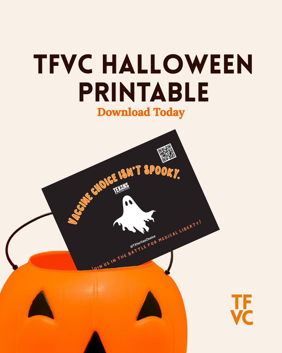In addition to a sweet or small toy, TREAT any princesses or pirates who may soon visit your porch to a message of medical liberty with our annual Halloween printable.

Two options make it easy to print either at home or at your local print shop. These are great for community