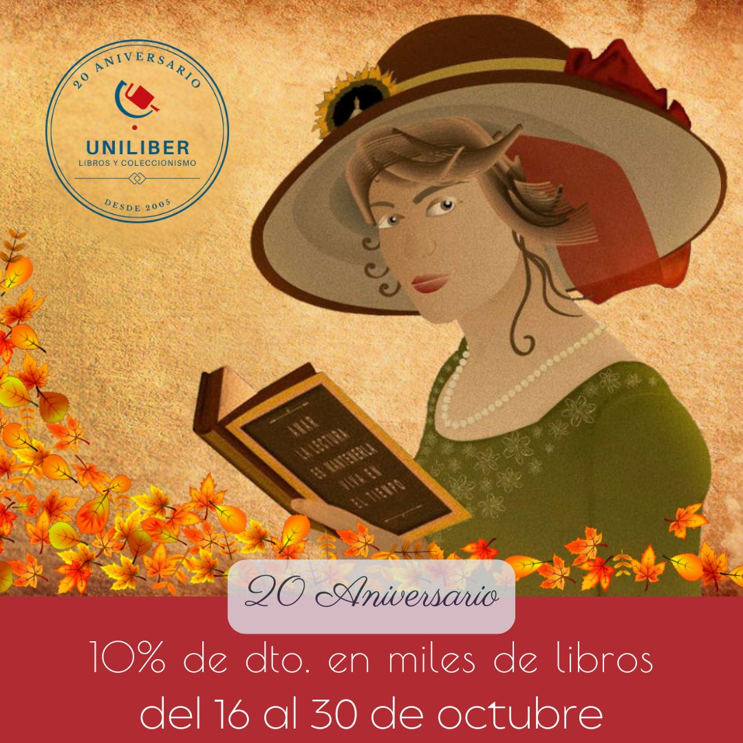 🎂¡Cumplimos 20 años y queremos celebrarlo contigo! 🎉
🎁Del 16 al 30 de octubre disfruta de un 10% de DESCUENTO en miles de libros y cómics antiguos descatalogados, de colección y de ocasión en👉uniliber.com
#LibreríasdeUniliber #LibreríasdeCercanía 
#DescuentoLibros