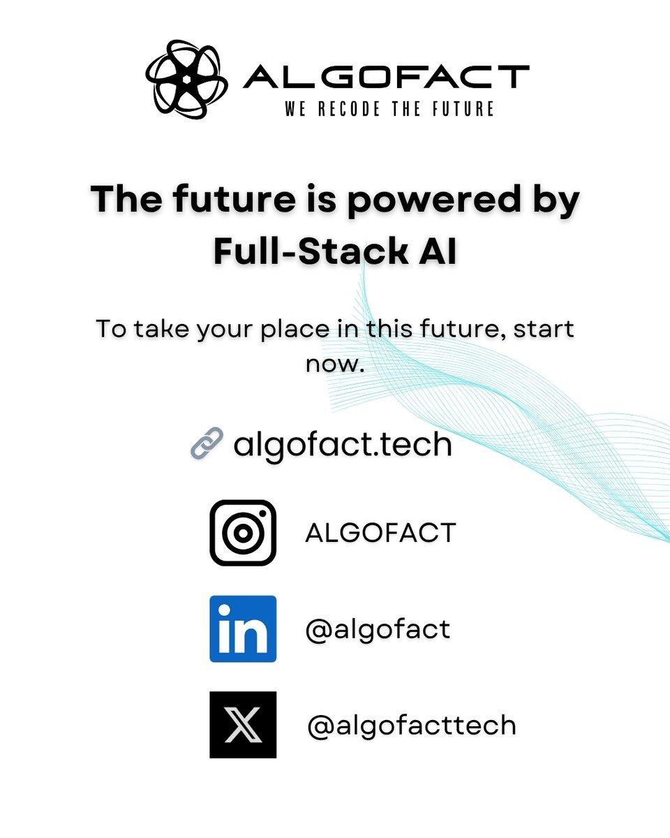 algofacttech's tweet image. 🌐 AI is no longer just a technology — it’s a strategic force. At ALGOFACT, we build Full-Stack AI solutions: from data to product, with full infrastructure, APIs, and applications.
e future is Full-Stack AI — let’s build it together.

#FullStackAI #AIForBusiness #B2BTech