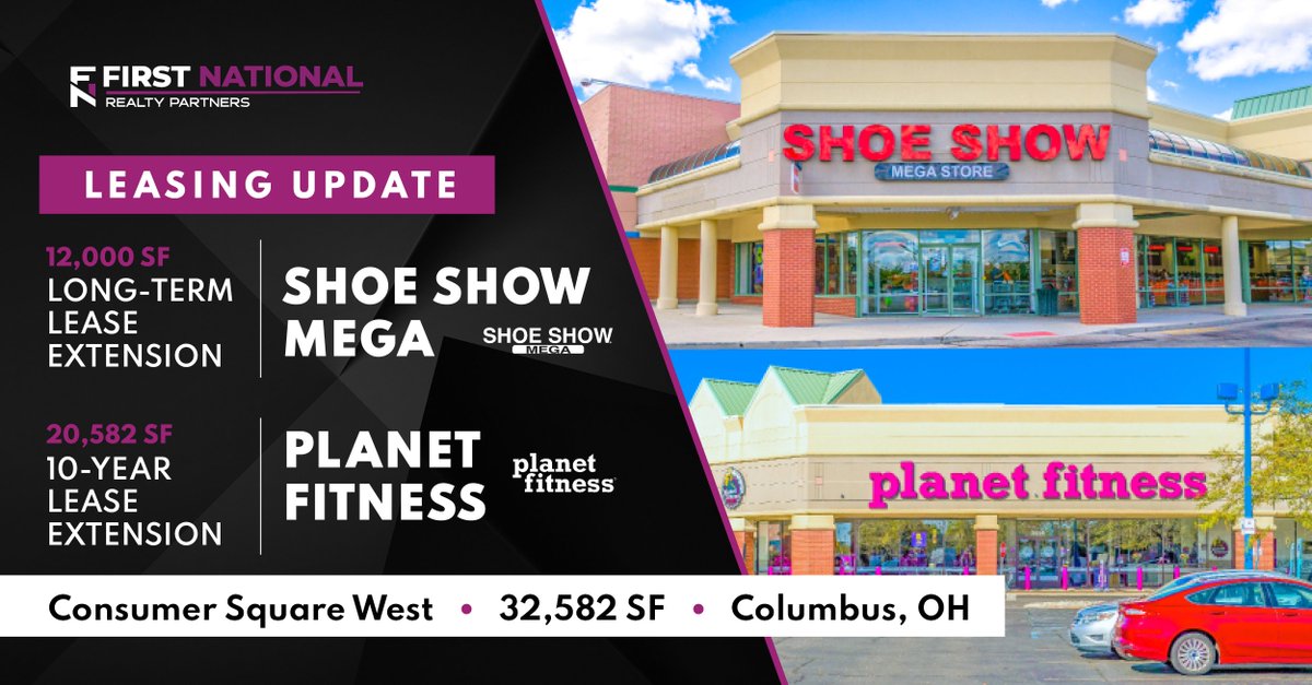 fnrpusa's tweet image. FNRP has renewed leases with Planet Fitness and Shoe Show Mega at Consumer Square West in Columbus, OH. The commitments continue to enhance the mix of daily-needs and lifestyle retailers within the Kroger-anchored center.

fnrpusa.com/news/lease-ext…

#CRE #Retail #Lease