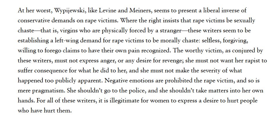 Reading critical reviews of the book that made me the angriest (The Feminist and the Sex Offender) and found myself cheering at this point: