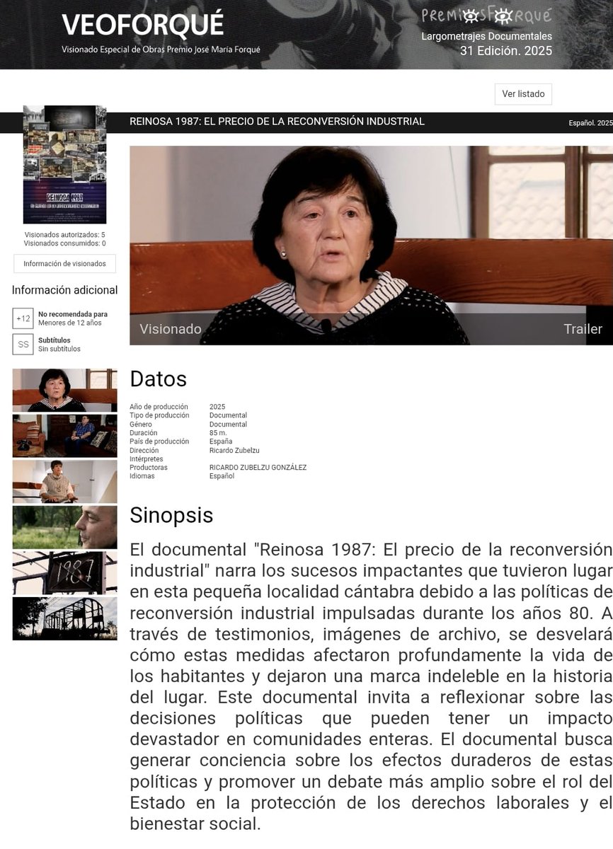 🎬 ¡Comienzan las votaciones de los #PremiosForqué 2025!
🗳️ Socios de <a href="/EGEDA_Comunica/">EGEDA</a> , apoyad el documental
👉 “Reinosa 1987: El precio de la reconversión industrial” de Ricardo Zubelzu.

Una historia real, necesaria y conmovedora sobre la memoria obrera
📅 Vota hasta el 2/11
