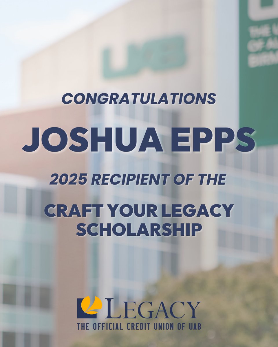 LegacyCU's tweet image. We&apos;re thrilled to announce the winner of the 2025 Craft Your Legacy scholarship — Joshua Epps! A military veteran, Joshua is now a Junior at UAB pursuing a concentration in Art Studio. We&apos;re honored to be a part of crafting Joshua&apos;s legacy at UAB! @uabalumni