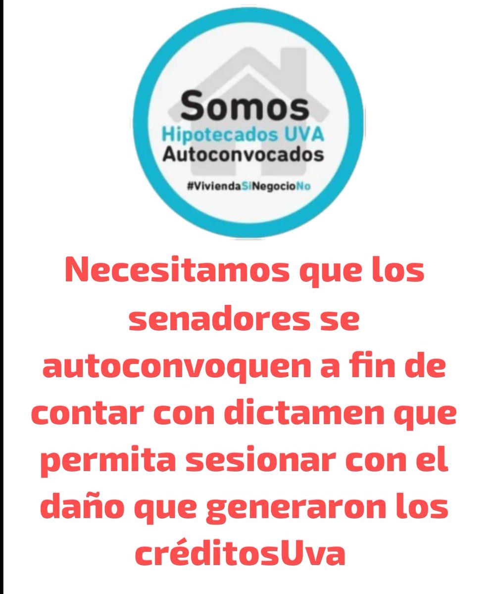 <a href="/hipotecadosuva/">@HipotecadosUVANacional</a> Realmente piensan en la gente o solo en negociados? 
<a href="/hipotecadosuva/">@HipotecadosUVANacional</a> PEDIMOS SESIÓN #URGENTE
<a href="/VickyVillarruel/">Victoria Villarruel</a>
<a href="/ezeatauche/">Ezequiel Atauche</a>
<a href="/Fernando_Salino/">Fernando Salino</a>
<a href="/Dkroneberger/">Daniel Kroneberger</a>
<a href="/RomeroxSalta/">Juan Carlos Romero</a>
<a href="/GugaLusto/">Martín Lousteau</a>
<a href="/LupeTagliaferri/">Guadalupe Tagliaferri</a>
<a href="/FamaFlavio/">Flavio Fama</a>
<a href="/Beatriz_AvilaOK/">Beatriz Avila</a>
<a href="/alevigo/">Alejandra Vigo</a>
<a href="/monicasilvarn/">Mónica Silva</a>
<a href="/wadodecorrido/">Wado de Pedro 🇦🇷</a>
<a href="/SenadoArgentina/">Senado Argentina</a>
