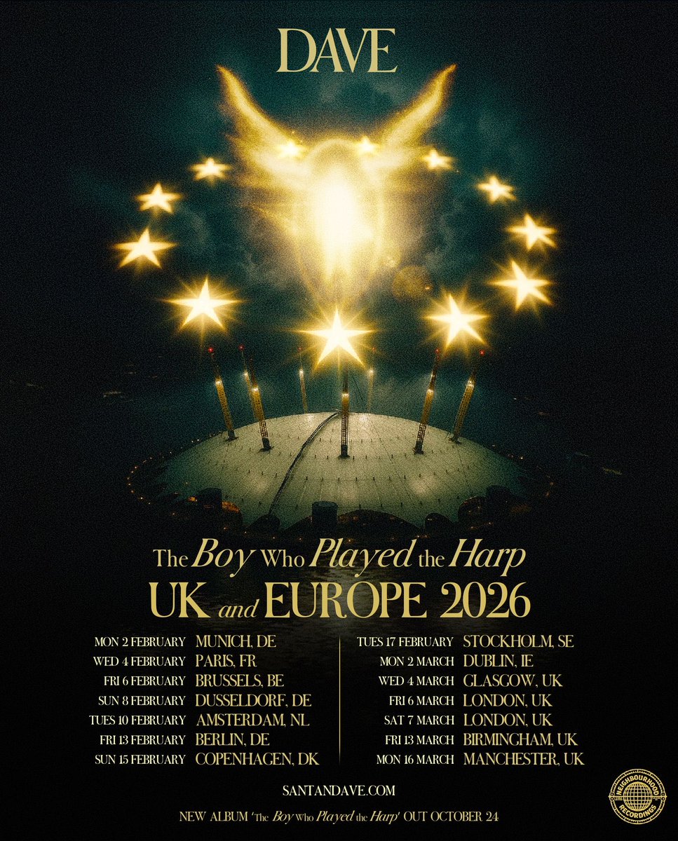 Santandave1's tweet image. I’m back on the road…
UK & European Tour 2026
For pre sale access pre order The Boy Who Played the Harp via santandave.com before Monday.
Pre sale from Tuesday 21st October 9am local time
General sale Thursday 23rd October 9am local time