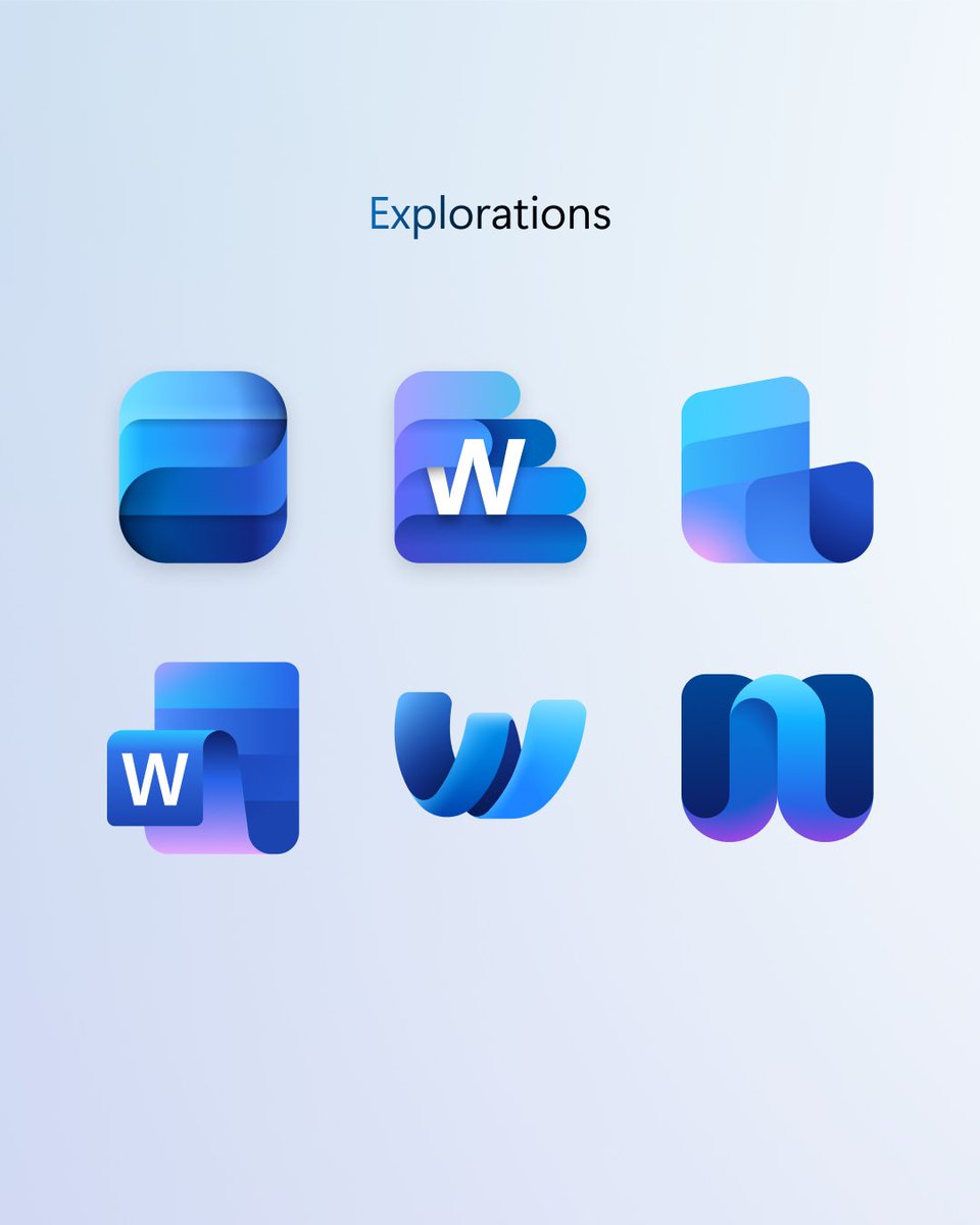 MicrosoftDesign's tweet image. Some behind the scenes moments from our refreshed #M365 icons 🎨
Early looks at how the Word, PowerPoint, and Excel icons came to life 🧵⬇️