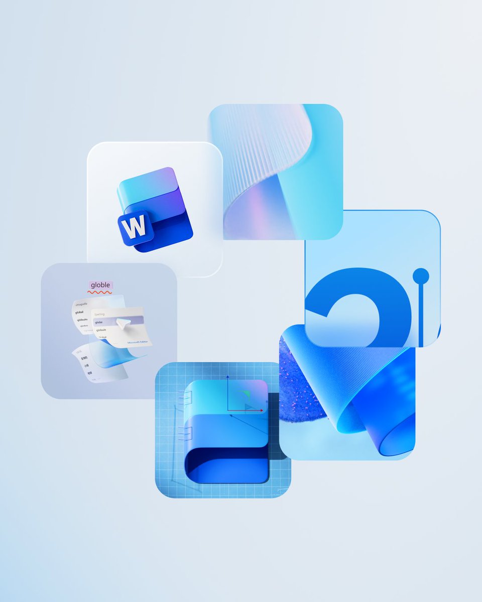 MicrosoftDesign's tweet image. Some behind the scenes moments from our refreshed #M365 icons 🎨
Early looks at how the Word, PowerPoint, and Excel icons came to life 🧵⬇️