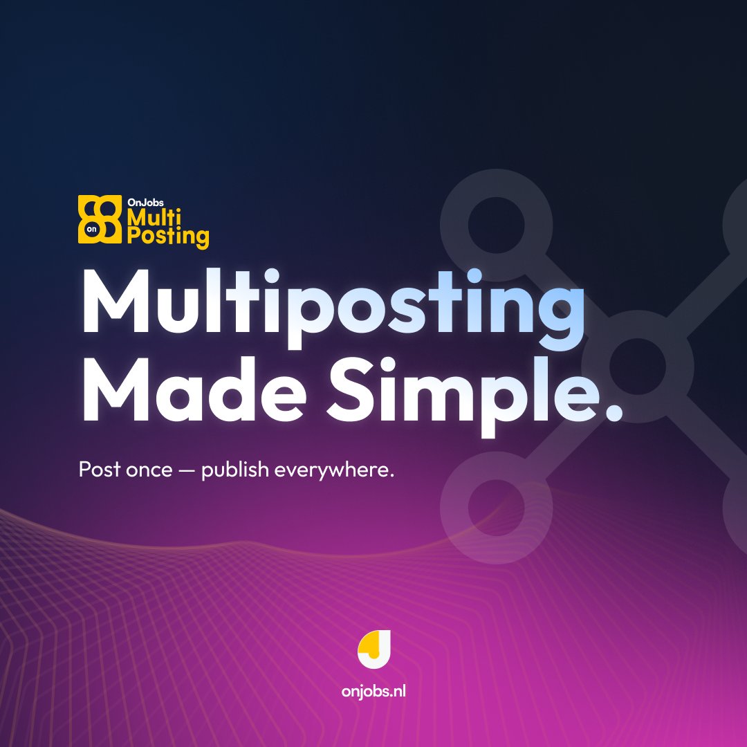 Post once — publish everywhere.
With OnJobs Multiposting, your job goes live on 50+ job boards in seconds.
More reach, less effort.
🌐 onjobs.nl

#Multiposting #JobBoards #RecruitmentTools #OnJobs