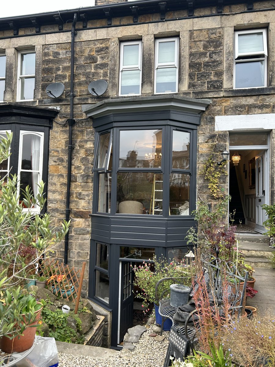 HarrogateW's tweet photo. New frontage installation. The old structure was collapsing and the new structural  installation has rectified and modernised the house. https://t.co/UKAbptKVgC