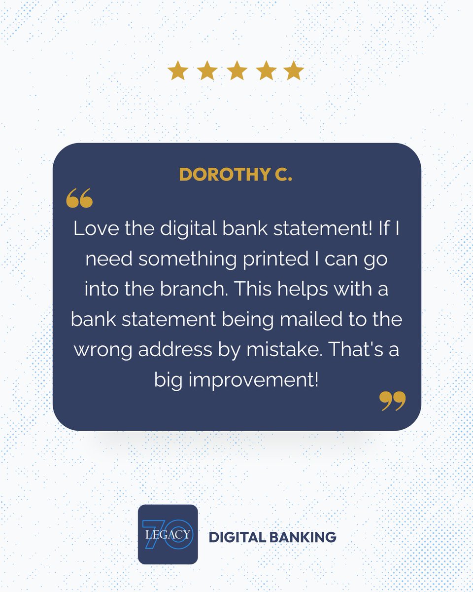 LegacyCU's tweet image. Did you know when you register for the new Legacy Digital Banking you&apos;re automatically enrolled in e-statements? Dorothy sure likes it! Head to legacycreditunion.com to learn more about Legacy Digital Banking.