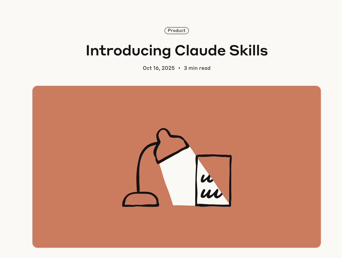 rileybrown_ai's tweet image. Claude Just Released SKILLS
You can now create folders called "Skills" and upload them to Claude to give it specialized expertise for specific tasks.
Here's what's important
- Folders containing instructions, scripts, and resources that teach Claude how to do specific things…