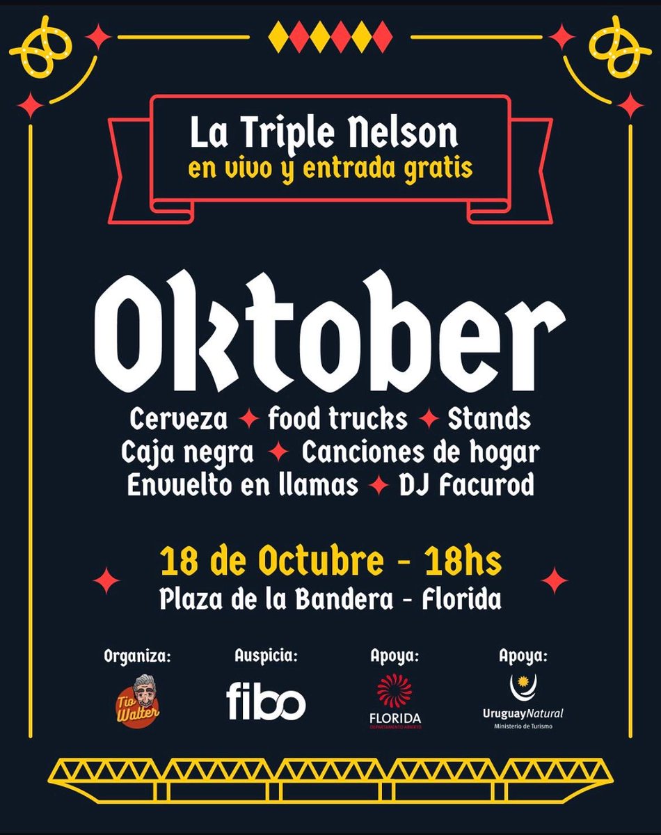 adeladubra's tweet photo. Florida: hoy cine en Teatro de Verano. Viene @fedelemos26 
Sábado: @elgrangustaf en Teatro. La Oktoberfest c @latriplenelson 
Sarandí Grande raid (¡89 años!) Lucas Sugo y más. 
Domingo el CNMC del @Sodre_Uruguay en teatro de Sarandí. 
Casupá, evento en Parque Zoológico del Futuro https://t.co/rLjsJPUdTi