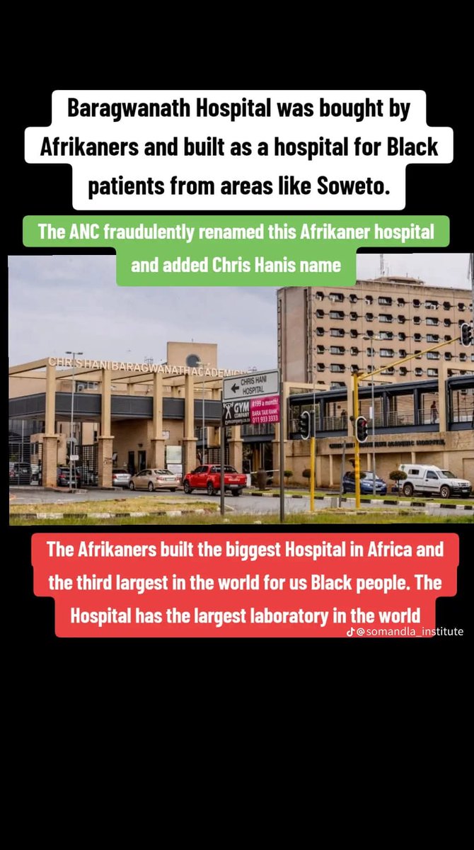 🇿🇦 Dr. Kenneth Walker, a Canadian physician, visited Soweto and made the following observations:
The Afrikaner government built a huge hospital Baragwanath 3,000 beds in Soweto. One of the largest and most modern hospitals in the World.
▪️Its 23 operating theaters were equipped
