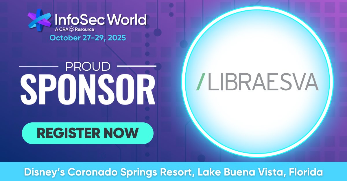 #InfoSecWorld Sponsor: Libraesva

Libraesva is an email security specialist that empowers enterprises to eliminate email-borne threats, preserve email data, and provide a secure environment for communication. 

Register: bit.ly/4orcNKt

#CRAEvents #InfoSecWorld2025