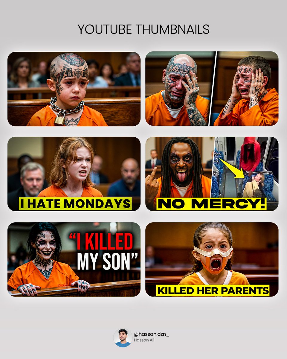 HassanA63030's tweet image. Some thumbnails that I recently designed for a crime niche channel.
Let me know which one is your favorite 

#thumbnails #youtubethumbnaildesign #thumbnaildesigner