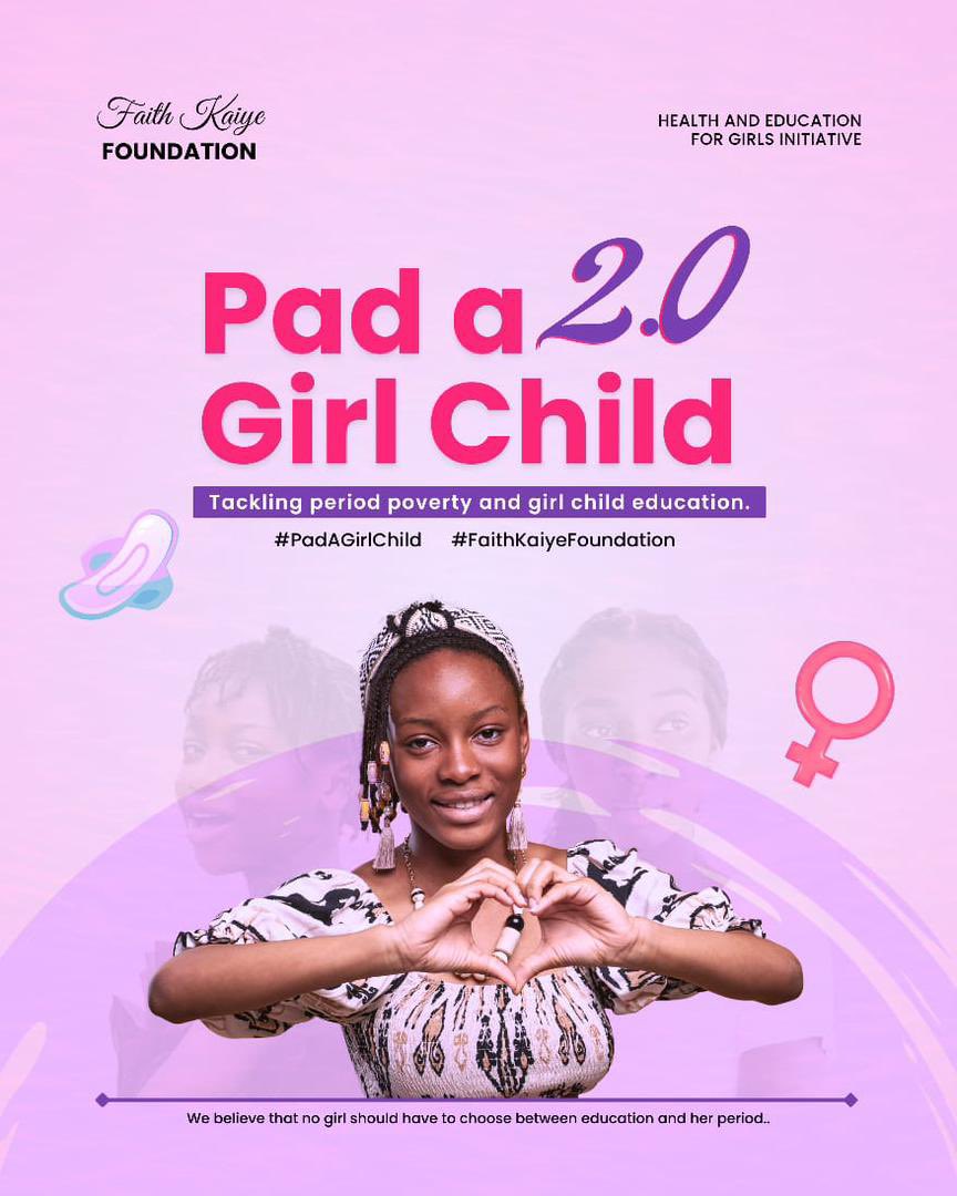 faith_kaiye's tweet photo. No girl should have to choose between her education and her period.

We are on a mission and together, we can give every girl a voice, a choice and  hope for a brighter future. 

#PadAGirlChild
#FaithKaiyeFoundation https://t.co/5WB5FopD7w