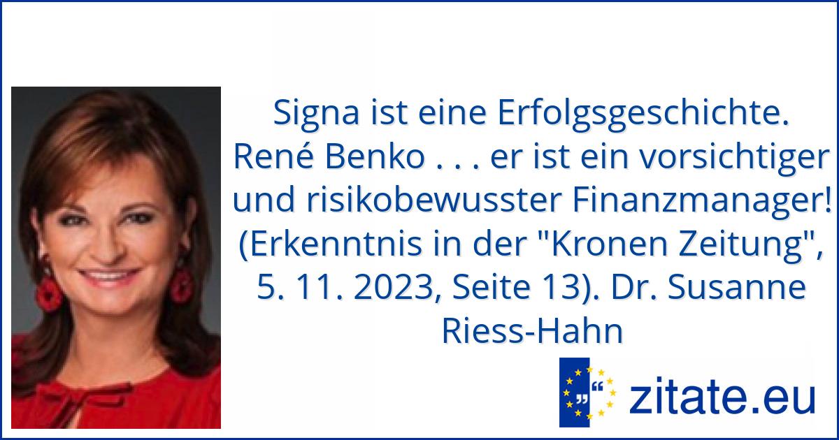 24 Tage vor dem Insolvenzantrag schwärmt die WÜSTENROT-Chefin und Aufsichtsrätin  der SIGNA über die SIGNA und René Benko. Wie viel Geld bekommt man für diese Tätigkeit? Ist man für so eine monetäre Diagnose in der richtigen Position? Solche Aufsichtsräte braucht das Land . . .