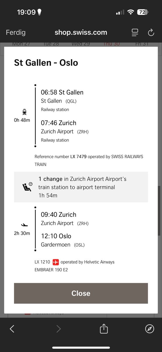 jetlagmagasin's tweet photo. Flyselskapet Swiss utvider sitt samarbeid med togselskapet SBB til å inkludere flere byer. 

Om du skal reise med tog og fly i Sveits er dette en praktisk måte å ha alle billetter samme sted.

Under er et eksempel på en reise som kombinerer tog og fly. https://t.co/XxFY30kFCe