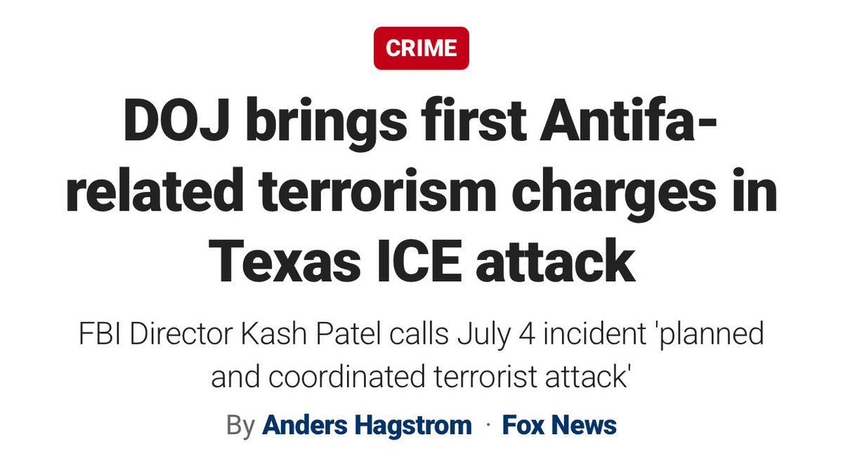 FBIDirectorKash's tweet image. First time ever: the FBI arrested Antifa-aligned anarchist violent extremists and terrorism charges have been brought for the July 4 Prairieland ICE attack in Texas.
Under President Trump’s new authorities we’ve made 20+ arrests.
No one gets to harm law enforcement. Not on my…