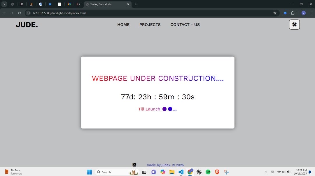 judexify's tweet image. Would be working on this while I keep learning JS
77days till the end of the year…
Learnt some new concepts for this - setInterval(), fully understood how document.query selector and all works