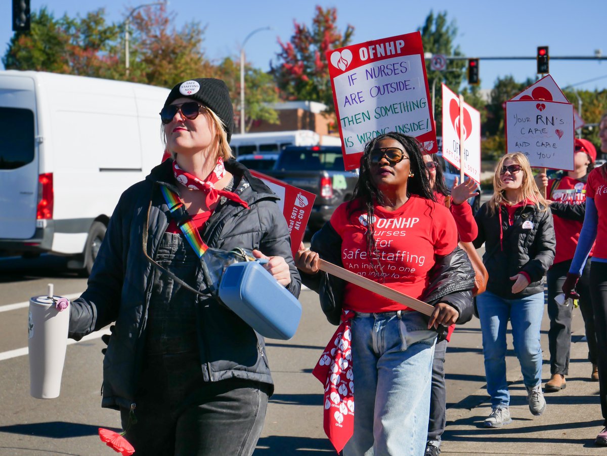 OregonAFLCIO's tweet image. Kaiser Permanente used to be the model of quality care. But today, executives are putting profits before patients — risking short staffing, longer wait times, and worse outcomes. 

Caregivers are on strike to protect the care our communities deserve. 

#OneVoiceOneFightOneFuture