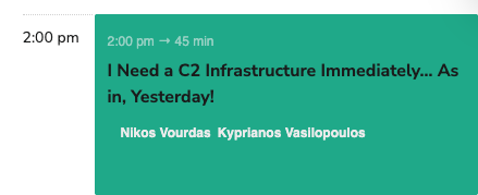 NCV (@nickvourd) on Twitter photo Next week, <a href="/bsidespeoria/">BSides Peoria</a> (IL), see you there! We’ve made some new integrations to SkyFall-Pack for the event. Special thanks to <a href="/kavasilo/">Kyprianos Vasilopoul</a> for all his effort.
#c2 #automation #redteam Next week, <a href="/bsidespeoria/">BSides Peoria</a> (IL), see you there! We’ve made some new integrations to SkyFall-Pack for the event. Special thanks to <a href="/kavasilo/">Kyprianos Vasilopoul</a> for all his effort.
#c2 #automation #redteam