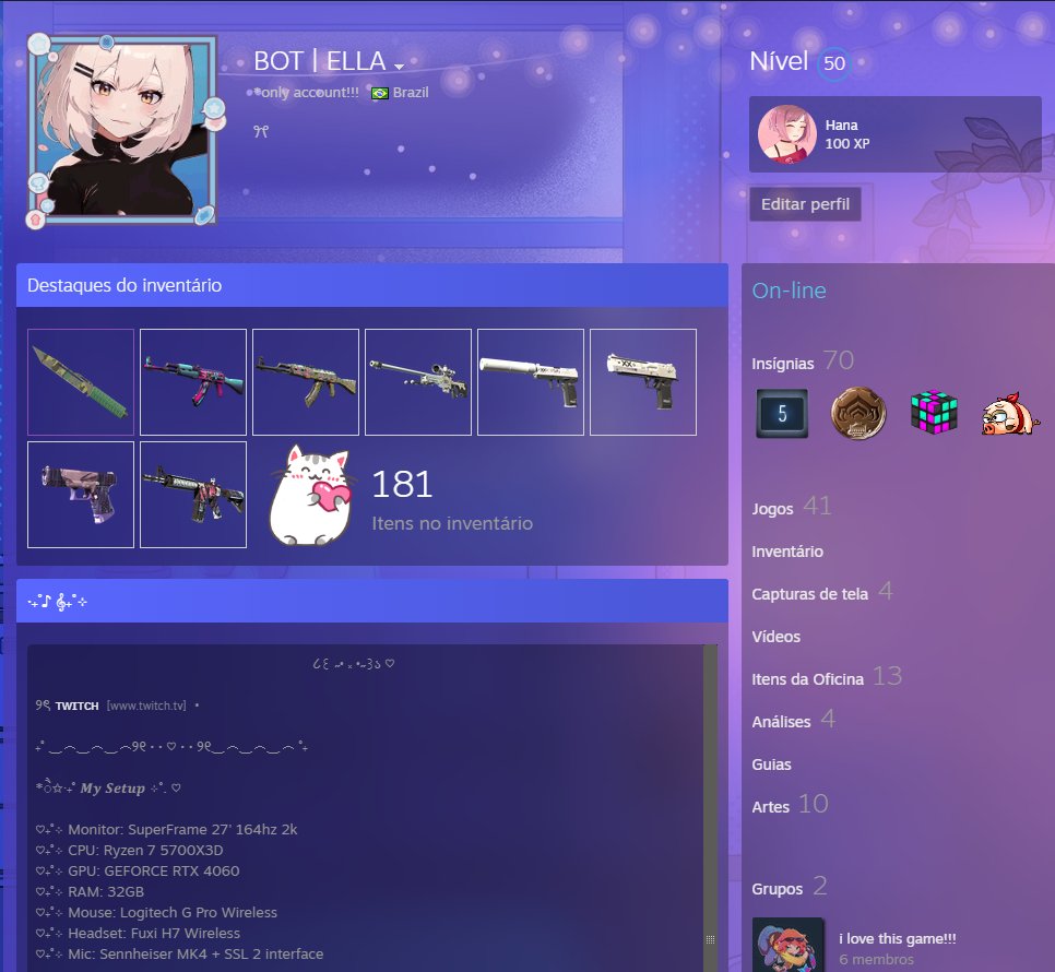 cs2ella's tweet image. Vivi o suficiente pra fazerem FAKE meu na Steam kkkkkkkkk
minha unica conta ta fixada no meu perfil, não tenho alt e nem secundária. &amp;lt;33