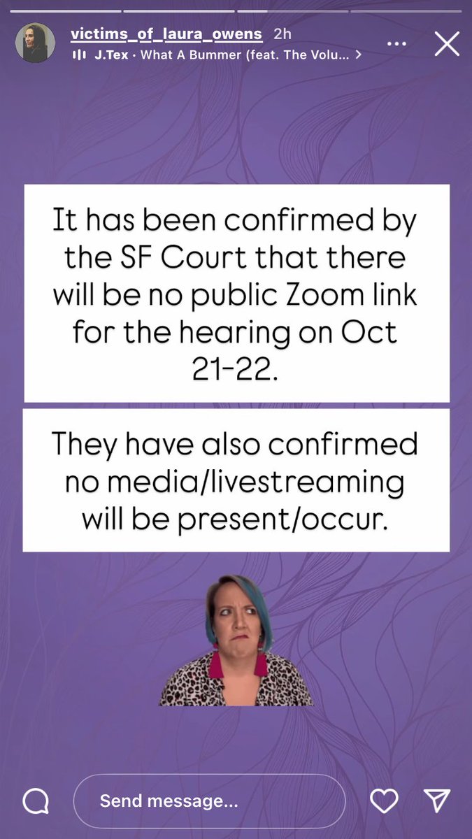 Per the VOLO Instagram: There will be no public Zoom link for the two-day hearing in the DVRO case of Owens v. Marraccini, on 10/21/25 &amp; 10/22/25. There will be no livestreaming or media present either, but <a href="/MeganFoxWriter/">Megan Fox</a> was granted permission by the court to use her laptop for