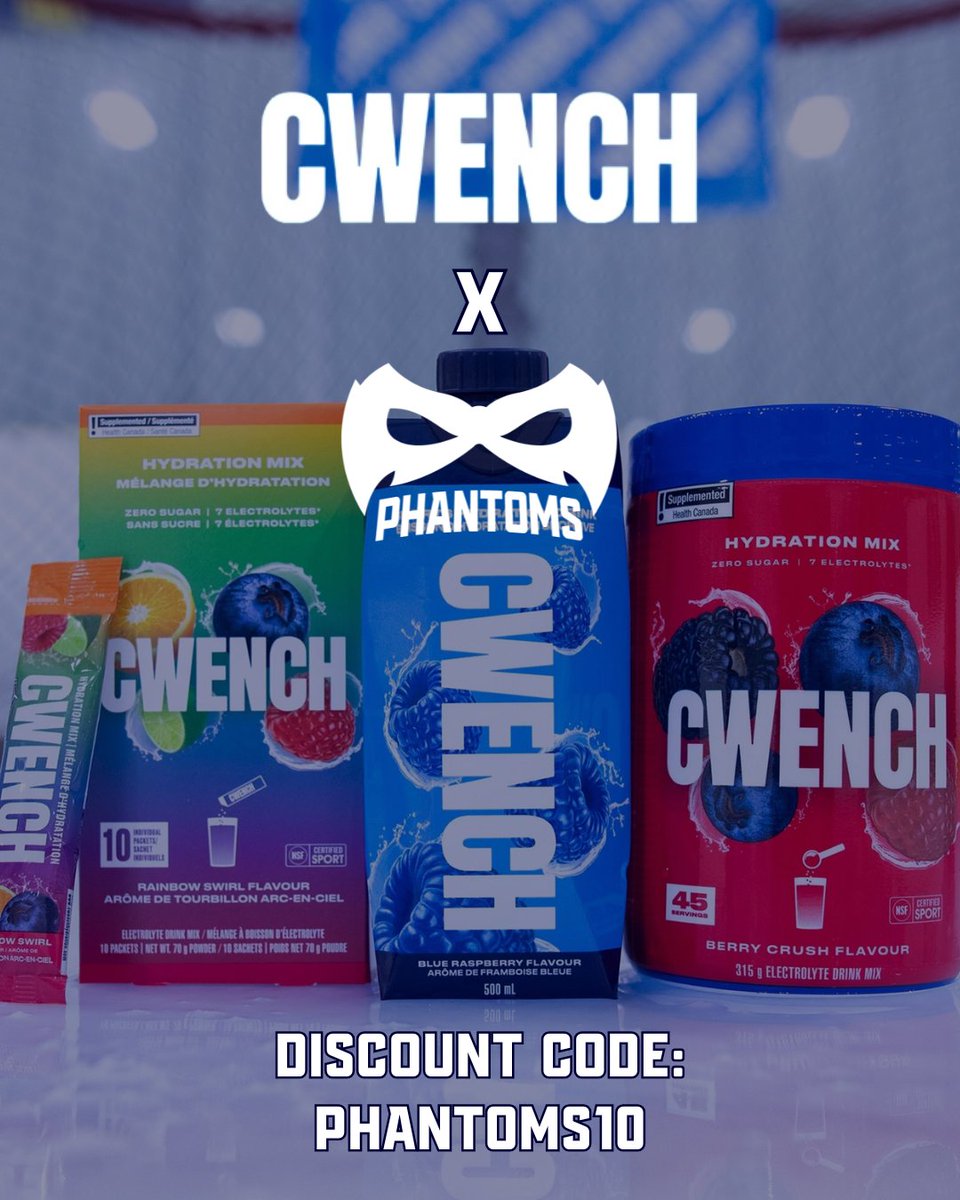 PHANTOMS PARTNER WITH CWENCH

The Wendy’s Peterborough Phantoms are pleased to have formed a partnership with sports beverage company, Cwench, with a discount code available now.

#WeArePhantoms

gophantoms.co.uk/news/phantoms-…