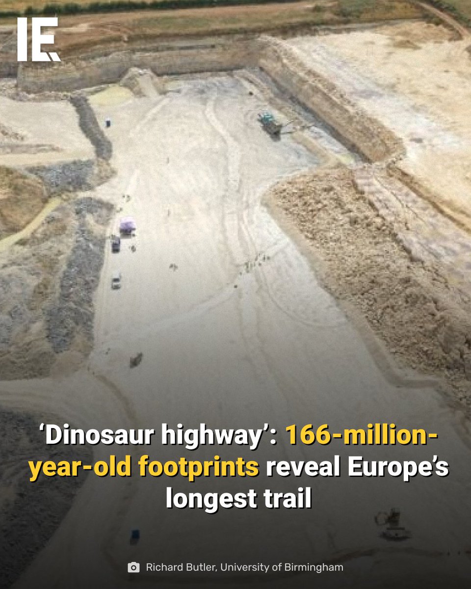 IntEngineering's tweet image. The longest dinosaur trackway, dating back to roughly 166 million years ago, has been uncovered in the Oxfordshire quarry in the UK. bit.ly/474DhvH
