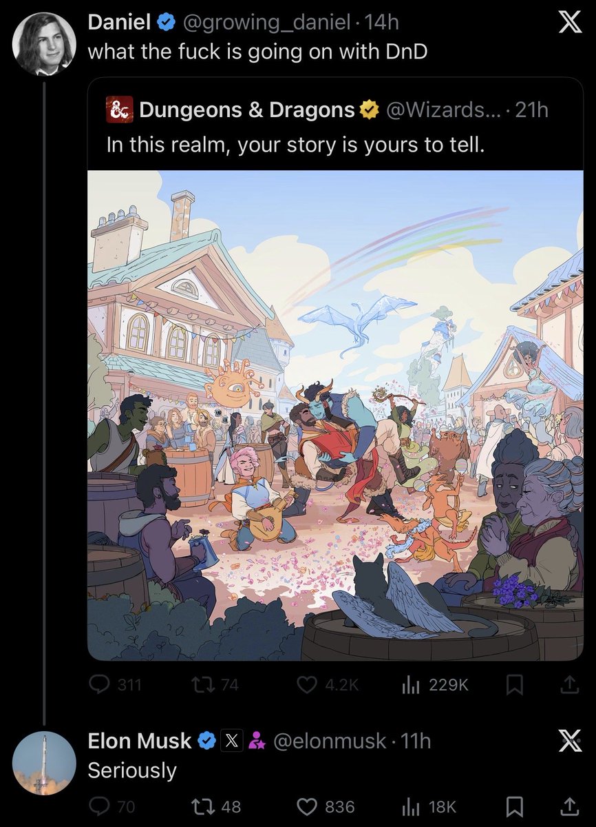 “A world of magic and dragons and monsters is fine but gay people? That’s a little hard to believe.”