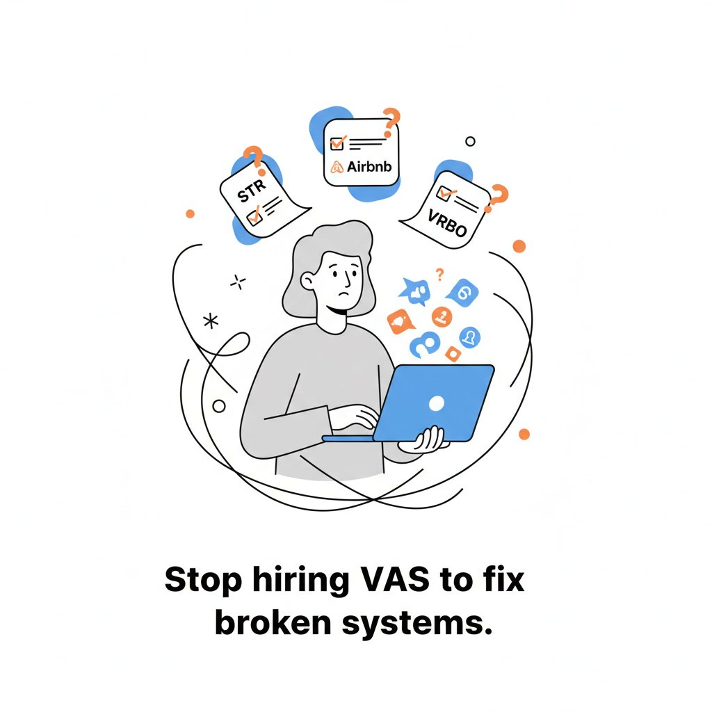 CashFlowDiary's tweet image. Hiring another VA when your STR/Airbnb business is chaos? 🚫 That’s just adding people to broken processes: expecting them to work magic. Manual checklists &amp;amp; scattered team tasks won’t scale. SYSTEMS fix chaos: making your vacation rentals, VRBOs, and consulting hustle run