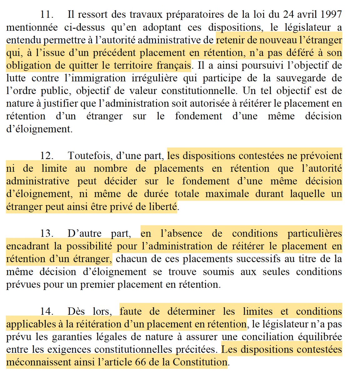 N_Hervieu's tweet photo. Droit des étrangers &amp; liberté individuelle : Le @Conseil_constit censure la possibilité de réitérer le placement en rétention d'un étranger (n'ayant pas déféré à une 1ère décision d'éloignement).

Car la loi n'a prévu :
- Aucune limite temporelle;
- Aucune condition particulière. https://t.co/6izCINJCeL