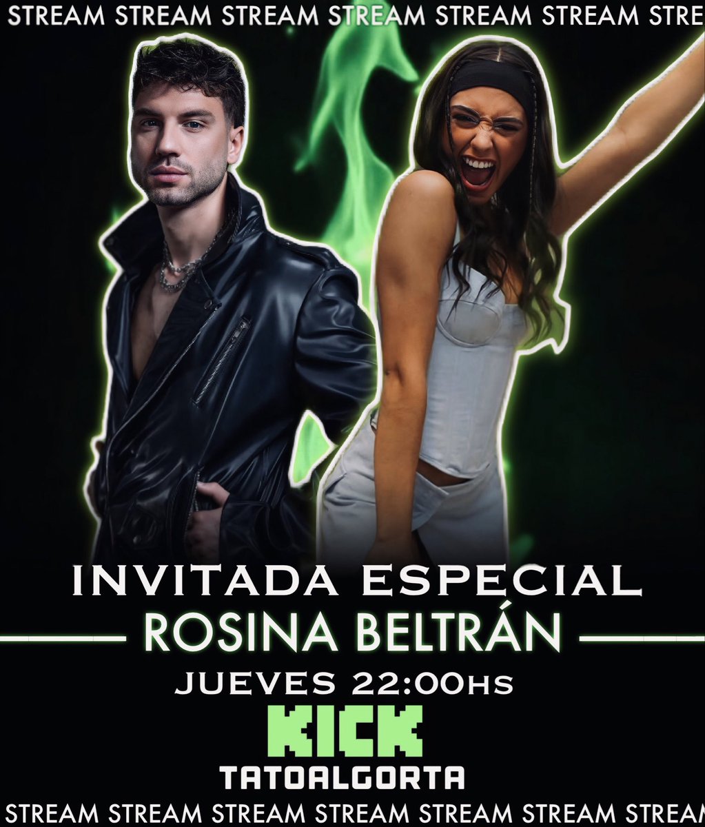 HOY JUEVES STREAM POR KICK ! 🎙️

⏰ HORARIO | 22hs
🔥INVITADA | Rosina Beltrán 
➕USUARIO KICK | TatoAlgorta

Manda tu audio haciéndole preguntas
 ambos, estarán respondiendo en vivo! 
📲 +54 9 11 2516-2415

HOY TODOS PRENDIDOOS! ⚡️
#OnlyTato