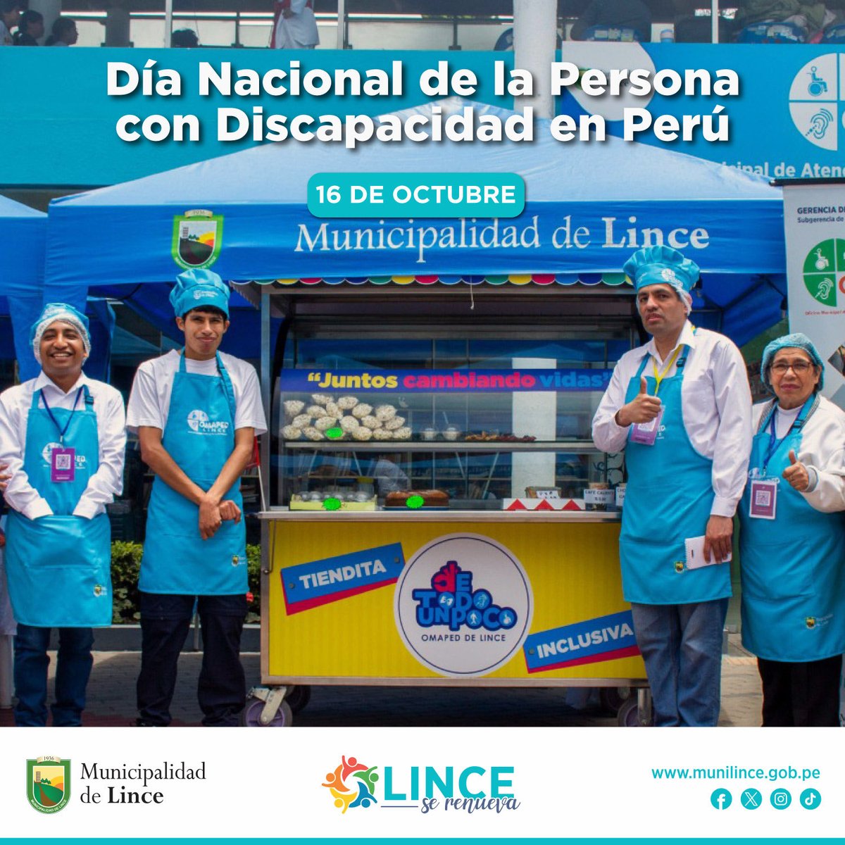 👉🏼En el marco del Día Nacional de la Persona con Discapacidad, la Municipalidad Distrital de Lince reafirma su compromiso con la inclusión, la igualdad de oportunidades y el respeto por los derechos de todos los vecinos. 

#DíaNacionalDeLaPersonaConDiscapacidad #LinceInclusivo