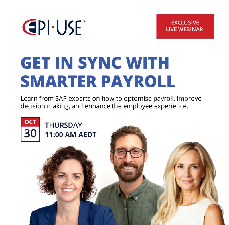 Let’s get In Sync with smarter payroll. 🔗 Register now: lnkd.in/dUxuKGtr #SAPPayroll #InSync #EPIUSEANZ #EPIUSE #SAP