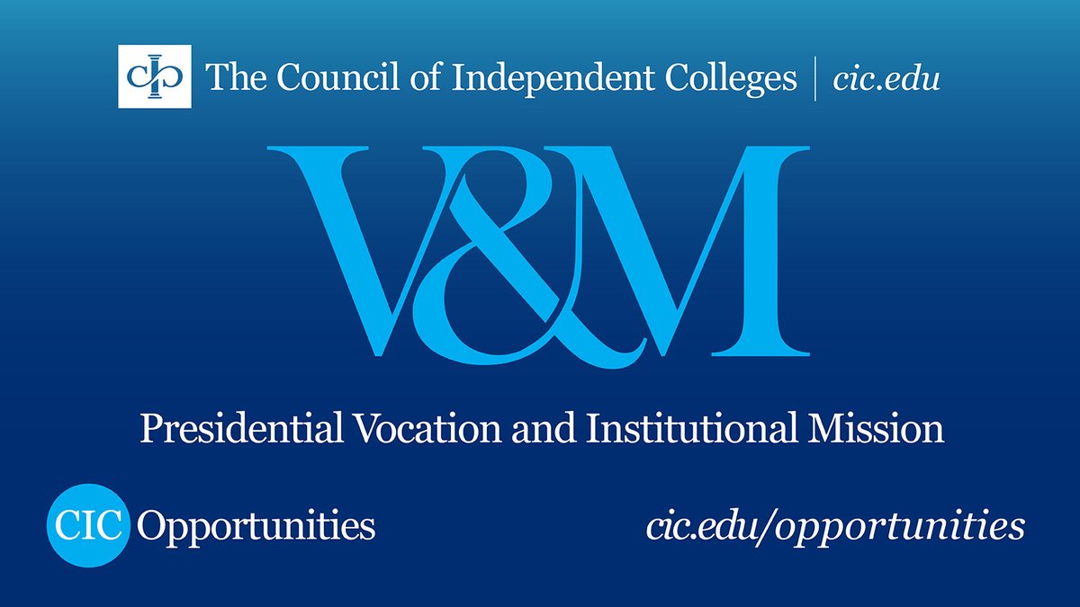 Applications for the 2026–27 Presidential Vocation and Institutional Mission (V&amp;M) program are now open. This program is tailored to administrators with presidential aspirations and demonstrated leadership potential.

Learn more and apply today: cic.edu/opportunity/vo…