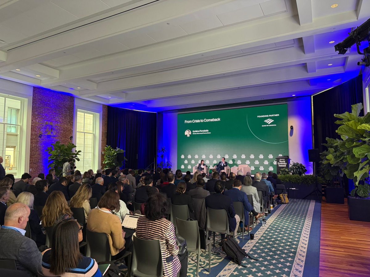 Συμμετείχα στο World Economy Summit του <a href="/semafor/">Semafor</a>. Με τη <a href="/lizrhoffman/">Liz Hoffman</a>, στη θεματική με τίτλο "From Crisis to Comeback", συζητήσαμε για το μέλλον της παγκόσμιας οικονομίας και των αγορών, εστιάζοντας στις προκλήσεις και τις ευκαιρίες της εποχής μας.