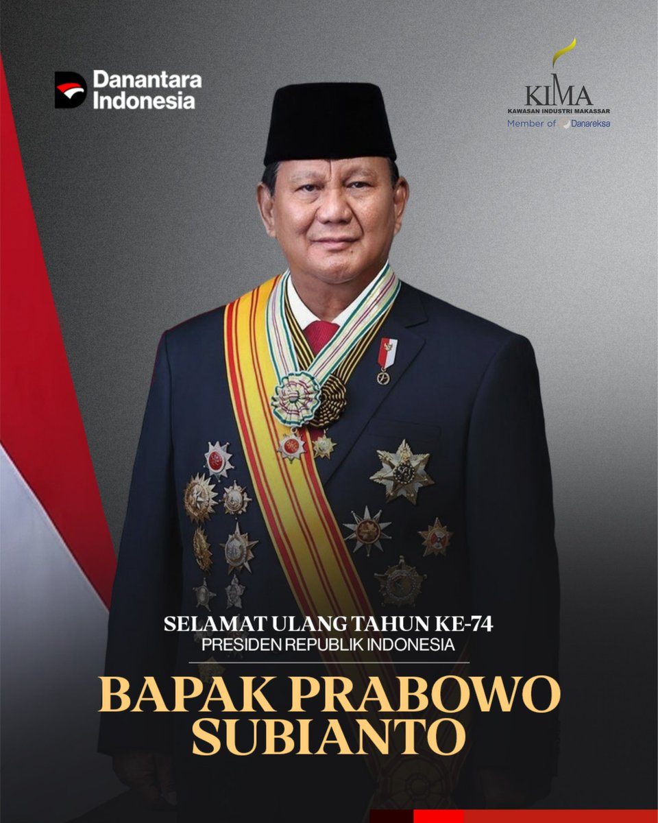 Selamat Ulang Tahun ke-74 Presiden Republik Indonesia, Bapak Prabowo Subianto.

Semoga senantiasa diberi kesehatan dan kelancaran dalam menuntun perjalanan bangsa menuju Indonesia yang berdaulat, tangguh, dan sejahtera.

Hormat kami, PT Kawasan Industri Makassar